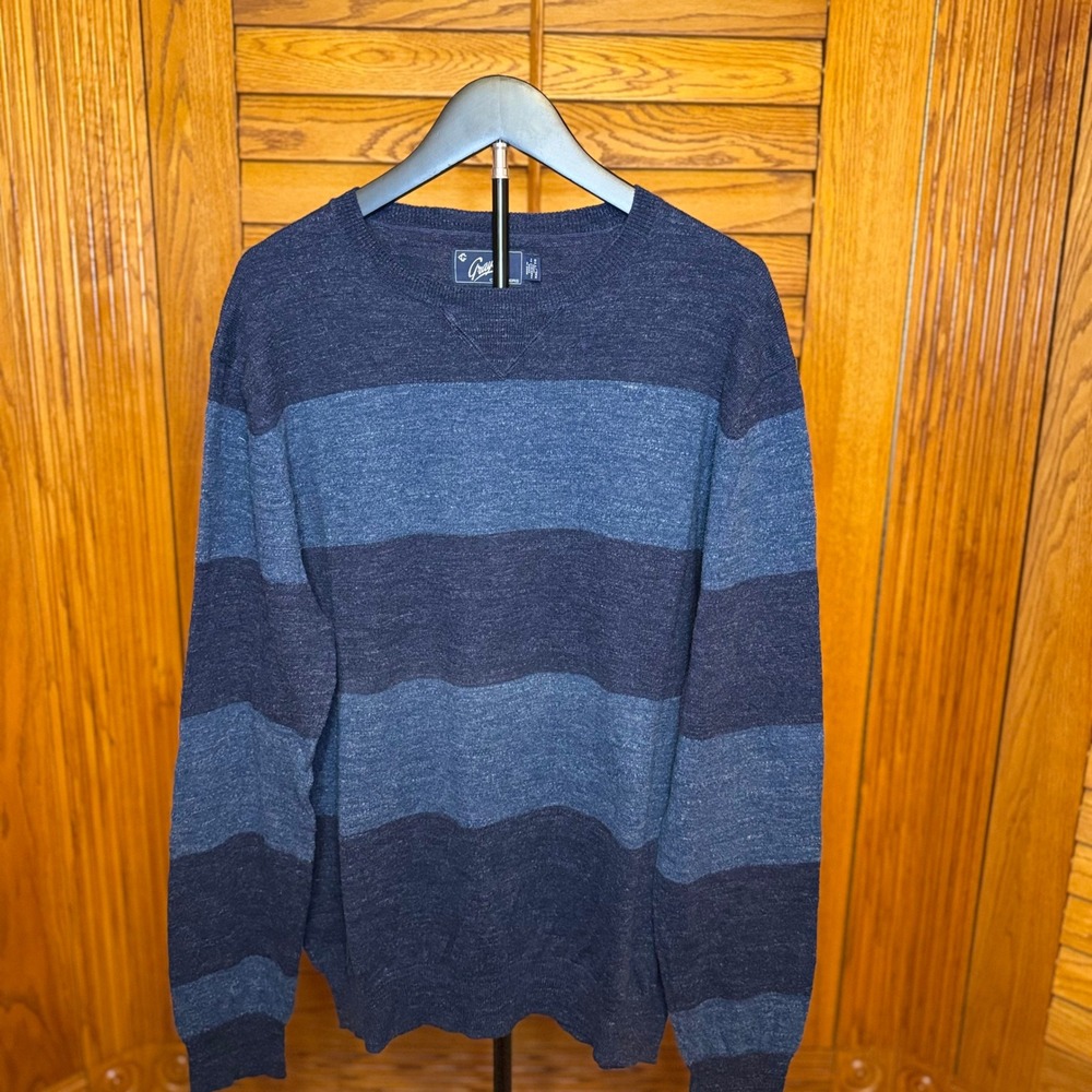 Grayers Clothiers Mens XXL Blue Striped Crewneck Sweater Long Sleeve Knit